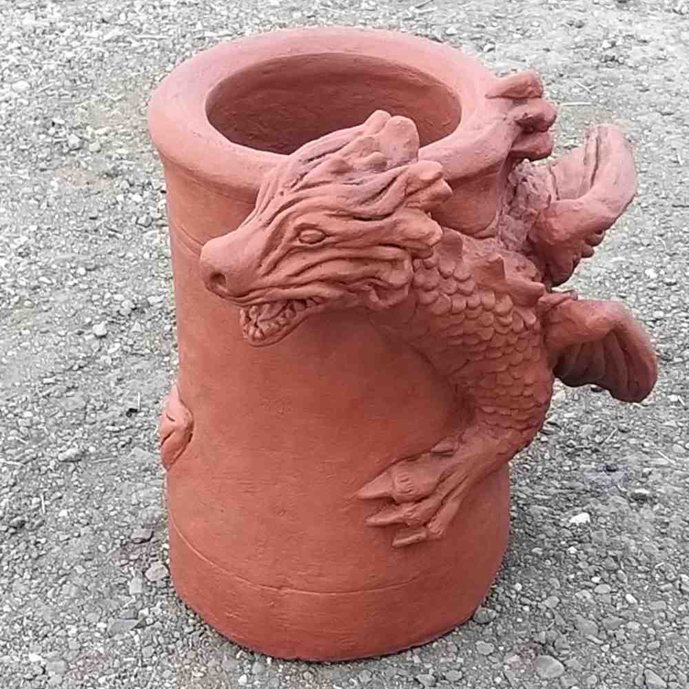chimney pot dragon terra cotta